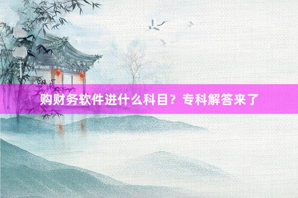 购财务软件进什么科目？专科解答来了